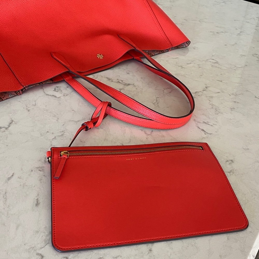 Tory Burch Blake Tote Red/Orange - Picture 5 of 11
